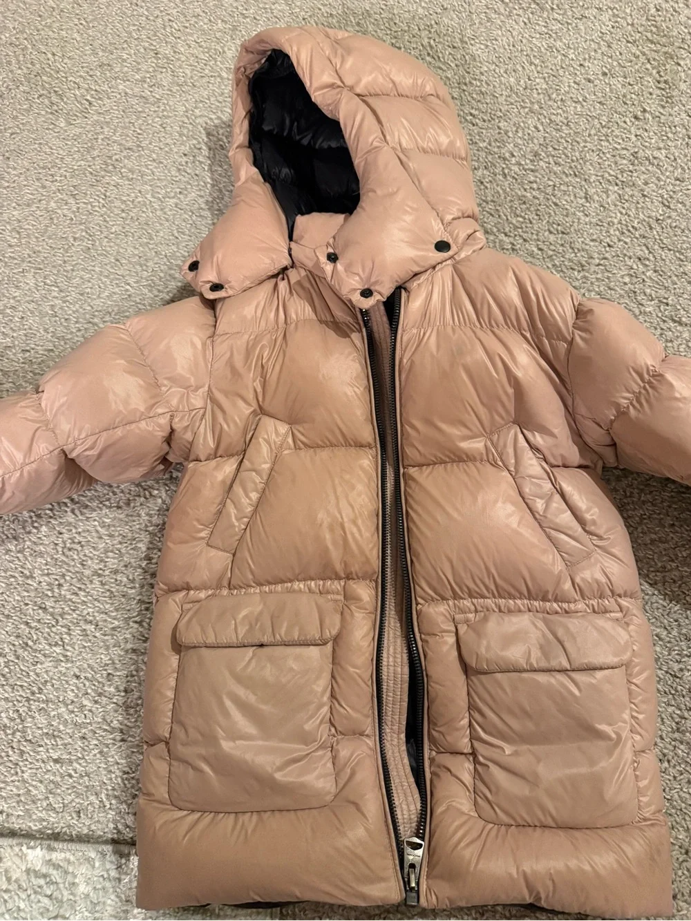Mackage Kids Dusty Pink Quilted Puffer Jacket with Hood